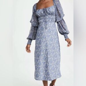 NWT Free People Blue Gray Long Sleeve Sundress XL